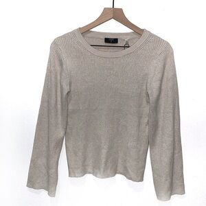 T Tahari viscose oatmeal color long sleeve ribbed knit top size XS oversized NWT